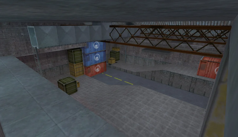 cs_assault — The warehouse favors defensive positions. Rescue teams must coordinate entrances instead of entering alone.