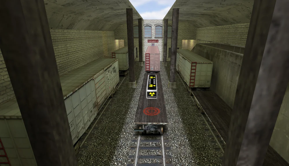 de_train — Bombsites among railway cars create many long angles. Clear the spaces between trains with a teammate.
